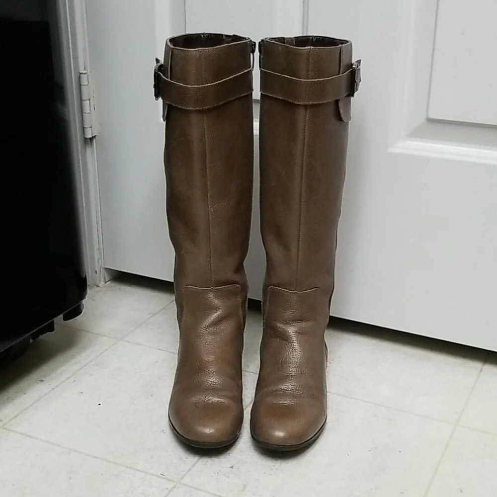 ENZO ANGIOLINI Tall Boots Olive-Gray leather zayra